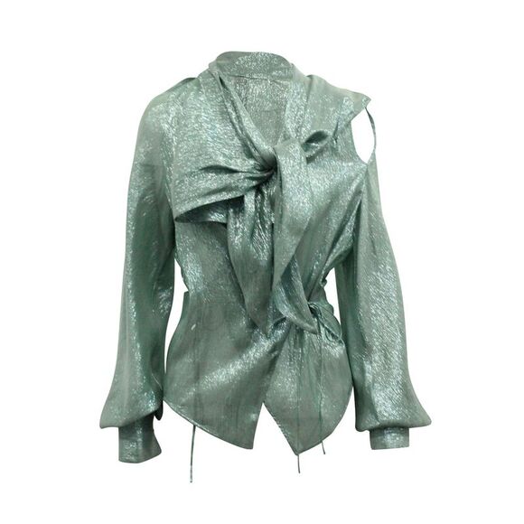 Petar Petrov Tops - Petar Petrov Double Knot Draped Blouse in Light Blue Silk